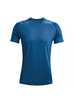 Męska koszulka treningowa UNDER ARMOUR HG ARMOUR FITTED SS - niebieska ze sklepu Sportstylestory.com w kategorii T-shirty męskie - zdjęcie 166295918