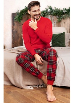 Piżama męska w kratę z długimi spodniami i długim rękawem Narwik, Kolor czerwony-kratka, Rozmiar S, Italian Fashion ze sklepu Primodo w kategorii Piżamy męskie - zdjęcie 166298267