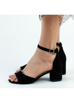 Czarne sandały damskie Sergio Leone Sk816 Obcas ze sklepu suzana.pl w kategorii Sandały damskie - zdjęcie 166301636