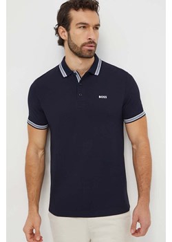 Boss Green polo bawełniane kolor granatowy gładki ze sklepu ANSWEAR.com w kategorii T-shirty męskie - zdjęcie 166313928