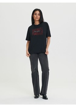 Sinsay - Koszulka z nadrukiem - czarny ze sklepu Sinsay w kategorii Bluzki damskie - zdjęcie 166325408