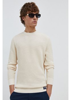 Superdry sweter bawełniany kolor beżowy lekki ze sklepu ANSWEAR.com w kategorii Swetry męskie - zdjęcie 166325906