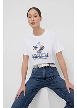 Converse t-shirt bawełniany damski kolor beżowy ze sklepu ANSWEAR.com w kategorii Bluzki damskie - zdjęcie 166325978