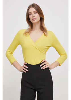 Lauren Ralph Lauren bluzka damska kolor żółty gładka ze sklepu ANSWEAR.com w kategorii Bluzki damskie - zdjęcie 166326028