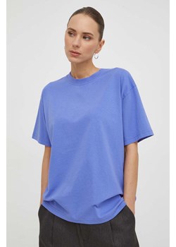 Samsoe Samsoe t-shirt bawełniany EIRA damski kolor fioletowy F23200050 ze sklepu ANSWEAR.com w kategorii Bluzki damskie - zdjęcie 166326556