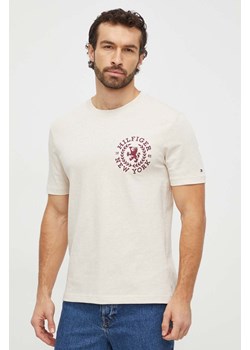 Tommy Hilfiger t-shirt bawełniany męski kolor beżowy melanżowy MW0MW33694 ze sklepu ANSWEAR.com w kategorii T-shirty męskie - zdjęcie 166326596