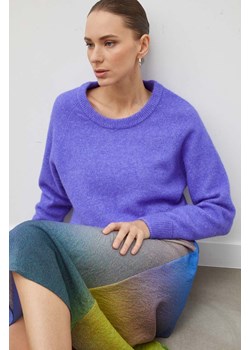 Samsoe Samsoe sweter wełniany NOR damski kolor fioletowy lekki F00022152 ze sklepu PRM w kategorii Swetry damskie - zdjęcie 166327555