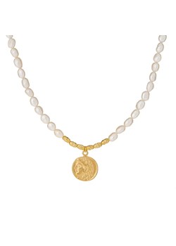 naszyjnik z perłami i monetą, srebrny pozłacany ze sklepu ANIA KRUK w kategorii Naszyjniki - zdjęcie 166366227