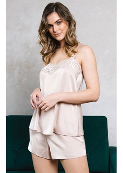 Satynowa piżama damska z wąskimi ramiączkami Dotyk, Kolor beżowy, Rozmiar S, Gee One ze sklepu Intymna w kategorii Piżamy damskie - zdjęcie 166373525