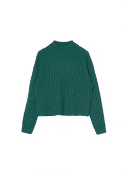 Cropp - Ciemnozielony sweter basic - zielony ze sklepu Cropp w kategorii Swetry damskie - zdjęcie 166374235