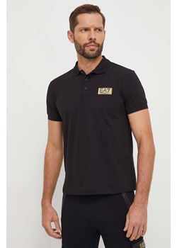 EA7 Emporio Armani polo bawełniane kolor czarny gładki ze sklepu ANSWEAR.com w kategorii T-shirty męskie - zdjęcie 166375198