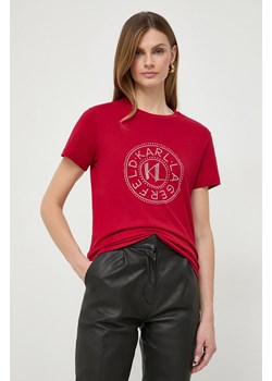 Karl Lagerfeld t-shirt bawełniany damski kolor czerwony ze sklepu ANSWEAR.com w kategorii Bluzki damskie - zdjęcie 166375559