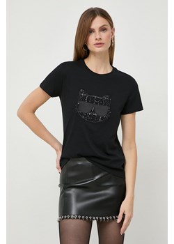 Karl Lagerfeld t-shirt bawełniany damski kolor czarny ze sklepu ANSWEAR.com w kategorii Bluzki damskie - zdjęcie 166375569