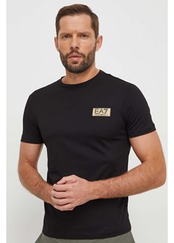 EA7 Emporio Armani t-shirt bawełniany męski kolor czarny gładki ze sklepu ANSWEAR.com w kategorii T-shirty męskie - zdjęcie 166375618