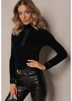 Czarny Elastyczny Sweter z Wełną i Półgolfem Asalandra ze sklepu Renee odzież w kategorii Swetry damskie - zdjęcie 166378746