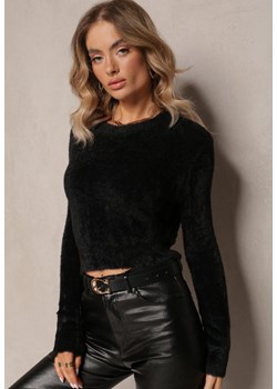 Czarny Puchaty Sweter o Krótkim Kroju Darilin ze sklepu Renee odzież w kategorii Swetry damskie - zdjęcie 166378766