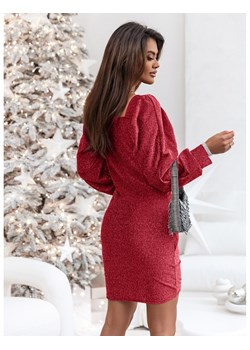 Elegancka sukienka brokatowa SUAD - czerwona ze sklepu magmac.pl w kategorii Sukienki - zdjęcie 166409167