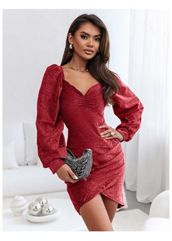 Elegancka sukienka brokatowa SUAD - czerwona ze sklepu magmac.pl w kategorii Sukienki - zdjęcie 166409168