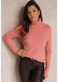 Różowy Golf z Prążkowanymi Krawędziami Bilfo ze sklepu Renee odzież w kategorii Swetry damskie - zdjęcie 166410279