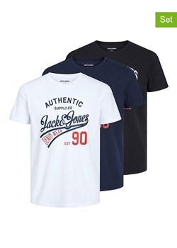 Jack &amp; Jones Koszulki (3 szt.) w kolorze biało-czarno-granatowym ze sklepu Limango Polska w kategorii T-shirty męskie - zdjęcie 166411585