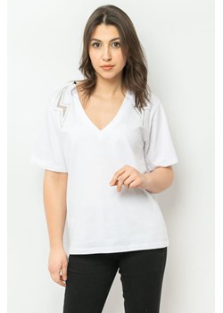 t-shirt damski pinko 100495 a0m7 biały ze sklepu Royal Shop w kategorii Bluzki damskie - zdjęcie 166429075