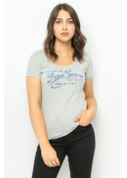t-shirt damski pepe jeans pl505418 szary ze sklepu Royal Shop w kategorii Bluzki damskie - zdjęcie 166430319