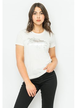 t-shirt damski pepe jeans pl505556 ecru ze sklepu Royal Shop w kategorii Bluzki damskie - zdjęcie 166430327