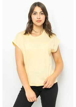 t-shirt damski pepe jeans pl505559 żółty ze sklepu Royal Shop w kategorii Bluzki damskie - zdjęcie 166430335