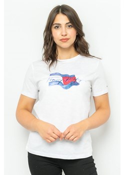 t-shirt damski tommy hilfiger ww0ww34655 biały ze sklepu Royal Shop w kategorii Bluzki damskie - zdjęcie 166430407