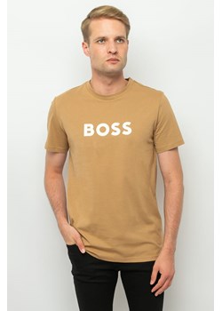 t-shirt męski hugo boss 50491706 beżowy ze sklepu Royal Shop w kategorii T-shirty męskie - zdjęcie 166430529