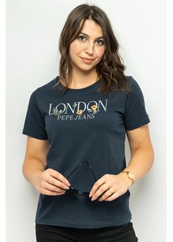 t-shirt damski pepe jeans pl505702 granatowy ze sklepu Royal Shop w kategorii Bluzki damskie - zdjęcie 166431716
