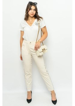 spodnie damskie tommy hilfiger ww0ww30245 ecru ze sklepu Royal Shop w kategorii Spodnie damskie - zdjęcie 166431757