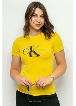 t-shirt damski calvin klein jeans zw0zw02075 żółty ze sklepu Royal Shop w kategorii Bluzki damskie - zdjęcie 166432486