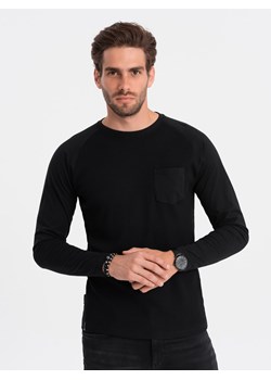 Longsleeve męski o strukturze "wafla" - czarny V4 OM-LSCL-0109 ze sklepu ombre w kategorii T-shirty męskie - zdjęcie 166445558