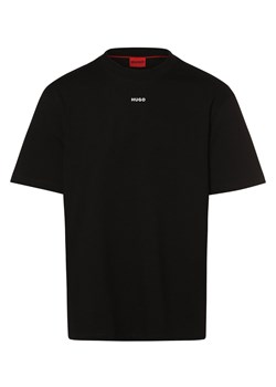 HUGO T-shirt męski Mężczyźni Bawełna czarny jednolity ze sklepu vangraaf w kategorii T-shirty męskie - zdjęcie 166447487