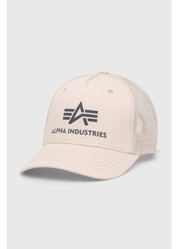 Alpha Industries czapka z daszkiem kolor beżowy z nadrukiem ze sklepu PRM w kategorii Czapki z daszkiem damskie - zdjęcie 166449876