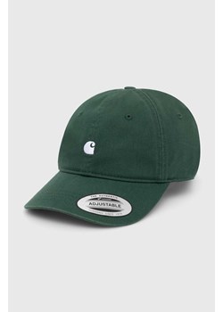 Carhartt WIP czapka z daszkiem bawełniana Madison Logo Cap kolor zielony gładka I023750.22VXX ze sklepu PRM w kategorii Czapki z daszkiem męskie - zdjęcie 166449886