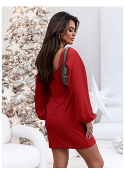 Sukienka mini z bufiastymi rękawami ZAHA - czerwona ze sklepu magmac.pl w kategorii Sukienki - zdjęcie 166453366