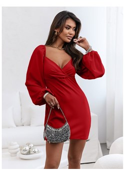 Sukienka mini z bufiastymi rękawami ZAHA - czerwona ze sklepu magmac.pl w kategorii Sukienki - zdjęcie 166453367