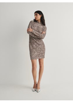 Reserved - Sukienka mini z cekinami - beżowy ze sklepu Reserved w kategorii Sukienki - zdjęcie 166454105