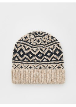 Reserved - Wzorzysta czapka - beżowy ze sklepu Reserved w kategorii Czapki zimowe męskie - zdjęcie 166454198