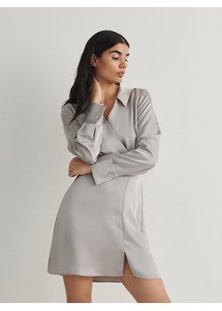 Reserved - Satynowa sukienka mini - jasnoszary ze sklepu Reserved w kategorii Sukienki - zdjęcie 166454556