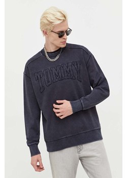Tommy Jeans bluza bawełniana męska kolor szary z aplikacją ze sklepu ANSWEAR.com w kategorii Bluzy męskie - zdjęcie 166455488