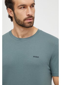 HUGO t-shirt bawełniany kolor zielony gładki 50466158 ze sklepu ANSWEAR.com w kategorii T-shirty męskie - zdjęcie 166455787