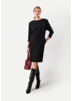 Czarna sukienka z marszczeniem na rękawach ze sklepu Molton w kategorii Sukienki - zdjęcie 166458459