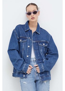 Karl Lagerfeld Jeans kurtka jeansowa damska kolor niebieski przejściowa oversize ze sklepu ANSWEAR.com w kategorii Kurtki damskie - zdjęcie 166463175