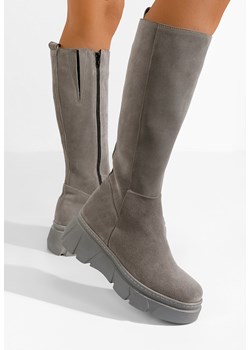 Szare kozaki na platformie Lavinia V2 ze sklepu Zapatos w kategorii Kozaki damskie - zdjęcie 166468605