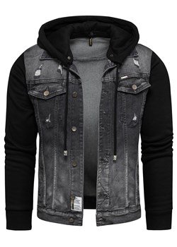 Kurtka męska jeans czarna z kapturem Recea ze sklepu Recea.pl w kategorii Kurtki męskie - zdjęcie 166471619