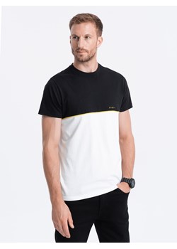 T-shirt męski bawełniany dwukolorowy - czarno-biały V2 S1619 ze sklepu ombre w kategorii T-shirty męskie - zdjęcie 166480276