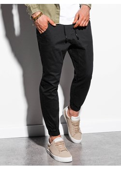 Spodnie męskie materiałowe JOGGERY - czarne V1 P885 ze sklepu ombre w kategorii Spodnie męskie - zdjęcie 166480328